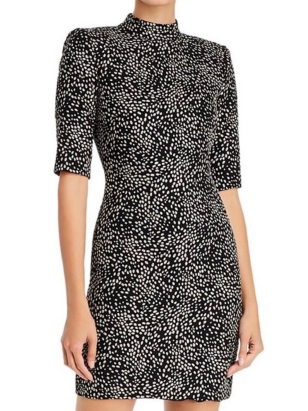 ✅ Alice + Olivia Dress Inka Mini Mock Neck in Black Silver Glitter